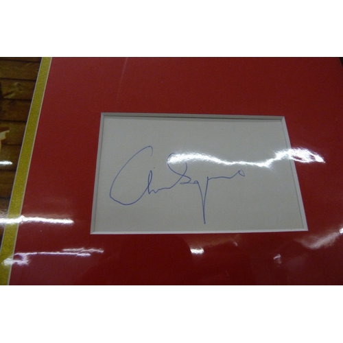 613 - A pop music autographed display - Yes, signatures of Chris Square, Steve Howe, Rick Wakeman, John An... 