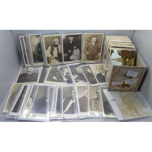 621 - Postcards; a box of postcards with over fifty cards of vicars, archbishops, etc., (mainly identified... 