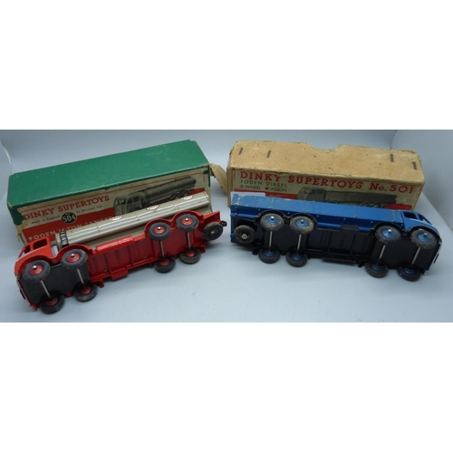 623 - A Dinky Supertoys no.501 Foden 8-wheel diesel wagon, and no.504 Foden 14-tonne tanker