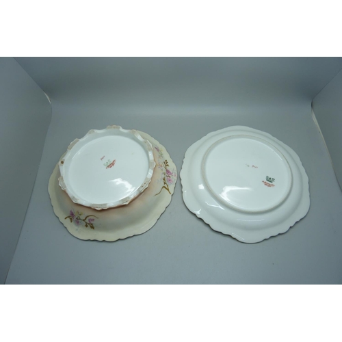 629 - A Limoges plate and matching pedestal dish