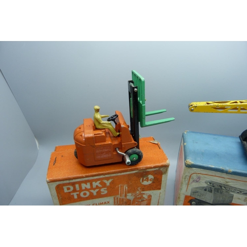 630 - A Dinky Toys no.14C Coventry Climax Fork Lift Truck and Dinky Supertoys no.571 Coles Mobile Crane