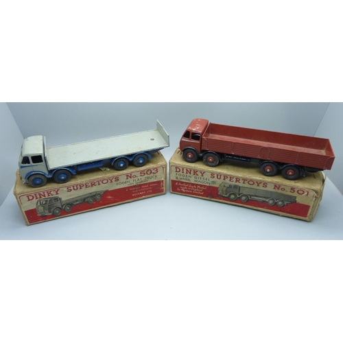 636 - A Dinky Supertoys no.503 Foden flat truck and no.501 Foden Diesel 8-wheel wagon