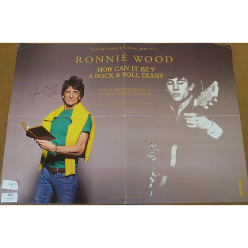 642 - Rolling Stones interest; a Ronnie Wood autographed poster