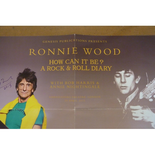 642 - Rolling Stones interest; a Ronnie Wood autographed poster