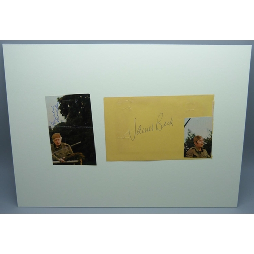 650 - Dads Army - A James Beck (Pte. Walker) autograph, and an Arnold Ridley (Pte. Godfrey) signed photogr... 