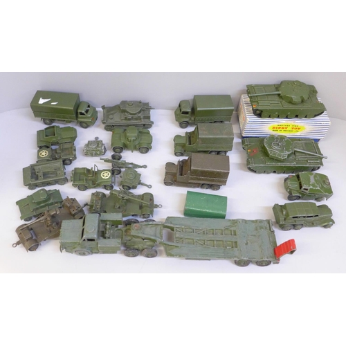 678 - A collection of Dinky Toys military vehicles, including a boxed Centurion Tank