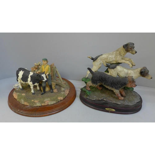 694 - A Regency Fine Arts farmyard scene and one other dog figure group