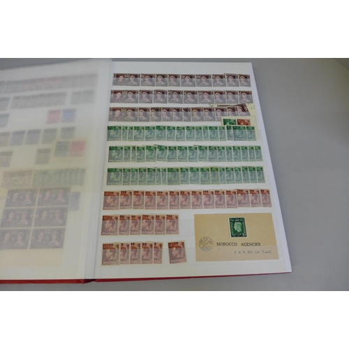 711 - Stamps;- GB overprints mint and used duplicated accumulation in stock book, Morocco Agencies, Britis... 