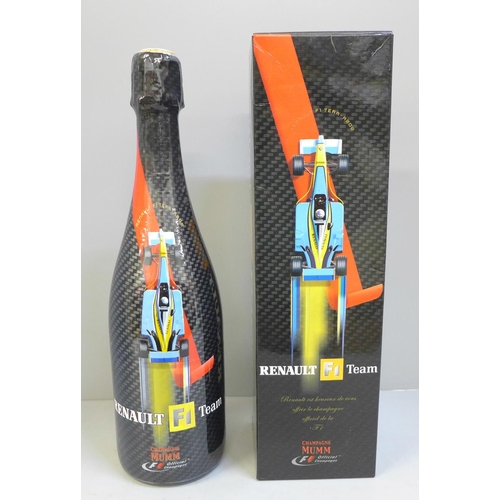 724 - A bottle of Champagne Mumm, Renault F1 team