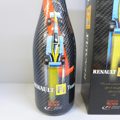 724 - A bottle of Champagne Mumm, Renault F1 team