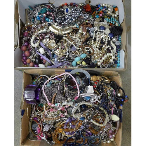 737 - Two boxes of costume jewellery