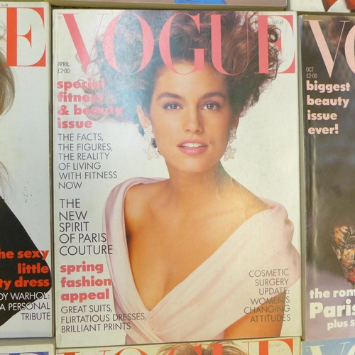 763 - A complete set of 1987 Jan-Dec Vogue magazines