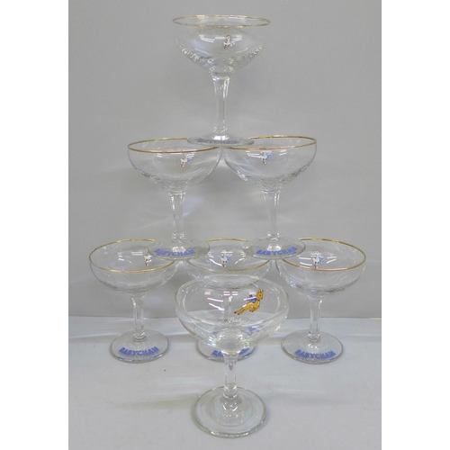 767 - Seven Babycham glasses (6+1)