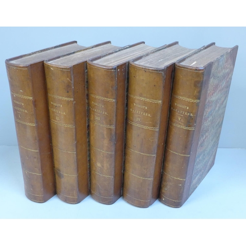 768 - Wright's Gazettteer complete in five volumes, 1834-1838, half calf