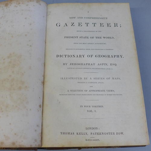 768 - Wright's Gazettteer complete in five volumes, 1834-1838, half calf