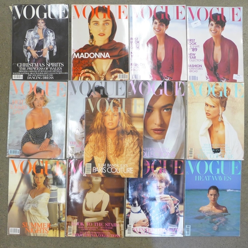 771 - A complete run of 1989 Vogue magazines, Jan-Dec including duplicate of January