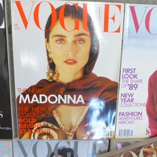 771 - A complete run of 1989 Vogue magazines, Jan-Dec including duplicate of January