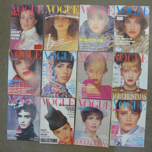 778 - A complete run of 1985 Vogue magazines, Jan-Dec