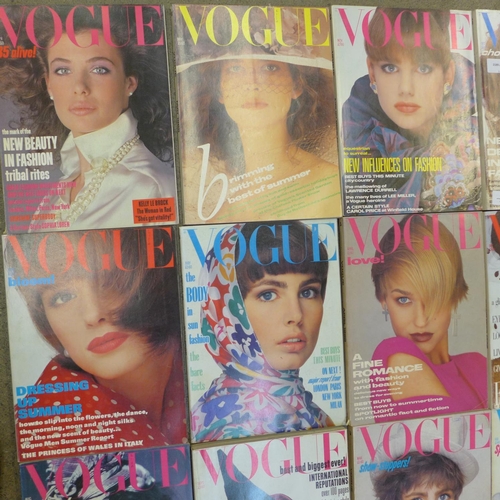 778 - A complete run of 1985 Vogue magazines, Jan-Dec