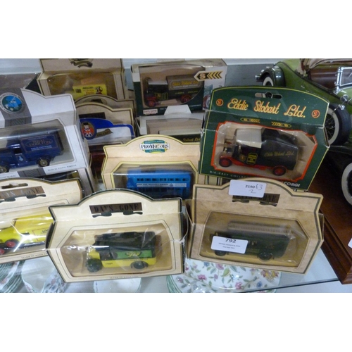 792 - A collection of Days Gone, Oxford and Lledo model vehicles, including Eddie Stobart, all boxed