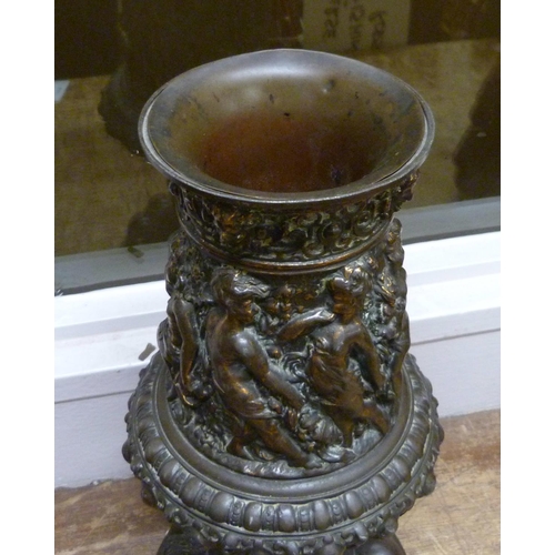 807 - A 19th Century gilt bronze urn, 30cm