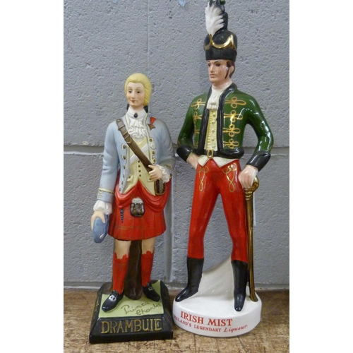 816 - Two advertising figures, Prince Charlie Drambuie and Irish Mist Liqueur decanter