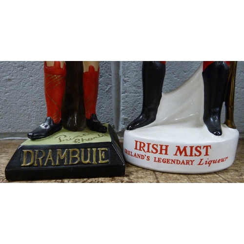 816 - Two advertising figures, Prince Charlie Drambuie and Irish Mist Liqueur decanter