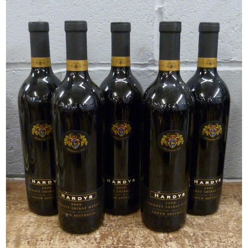 823 - Five bottles of Hardy's Cabernet Shiraz Merlot