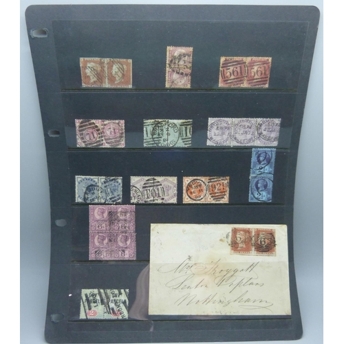 832 - Stamps; a stockcard of GB Victorian stamp multiples