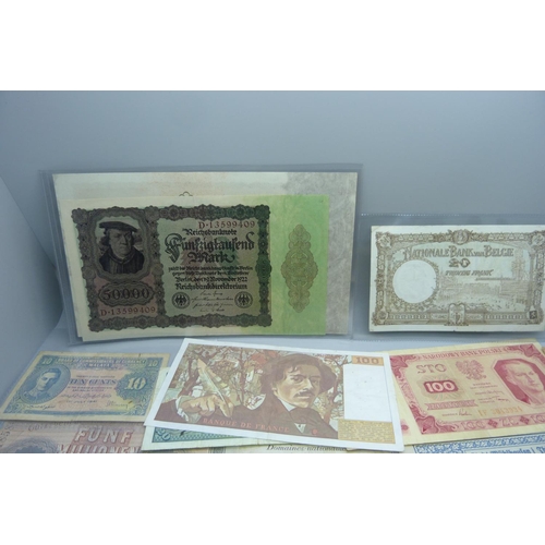 835 - A collection of world bank notes