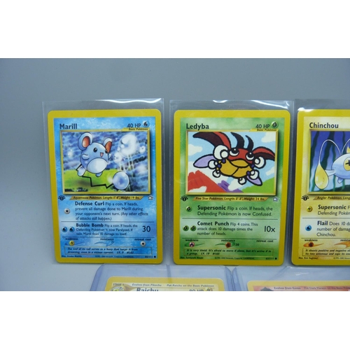 842 - Five first edition Pokemon cards