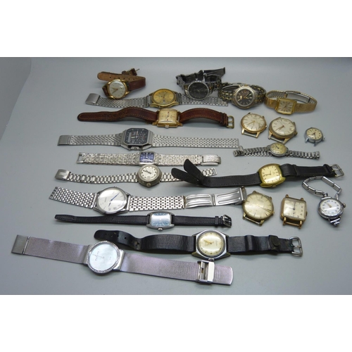 864 - A collection of wristwatches including Seiko, Certina and a silver cased Lanco