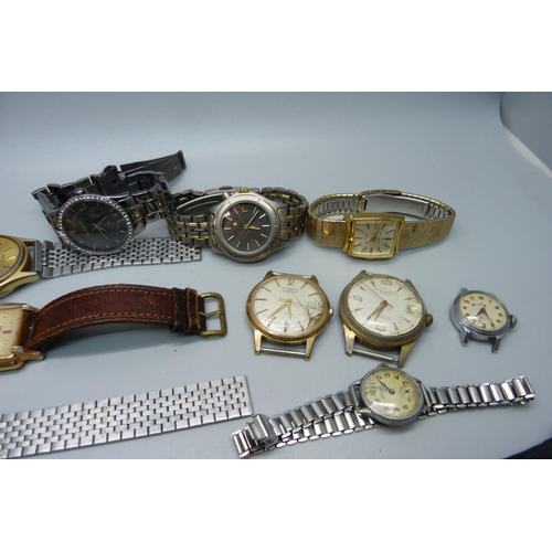 864 - A collection of wristwatches including Seiko, Certina and a silver cased Lanco