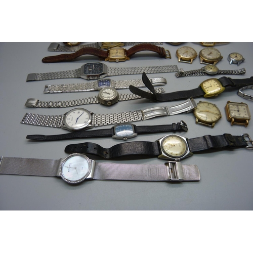 864 - A collection of wristwatches including Seiko, Certina and a silver cased Lanco