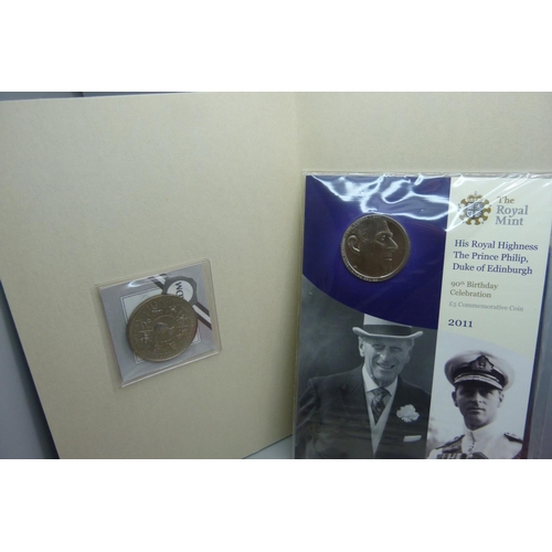 877 - A collection of coins including His Royal Highness The Prince Philip, Duke of Edinburgh, 90th Birthd... 