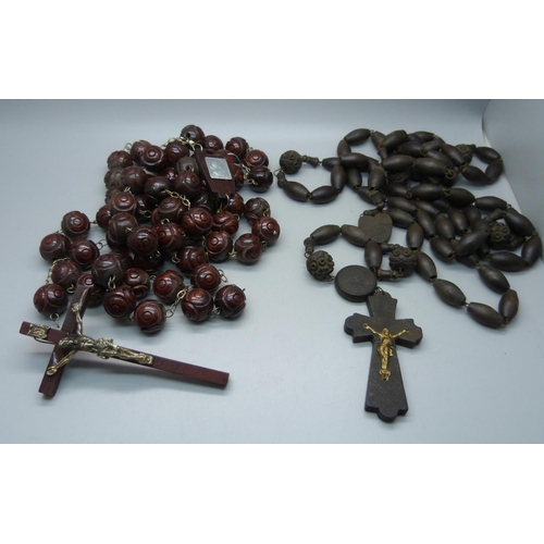 898 - Two Monks wooden Rosaries