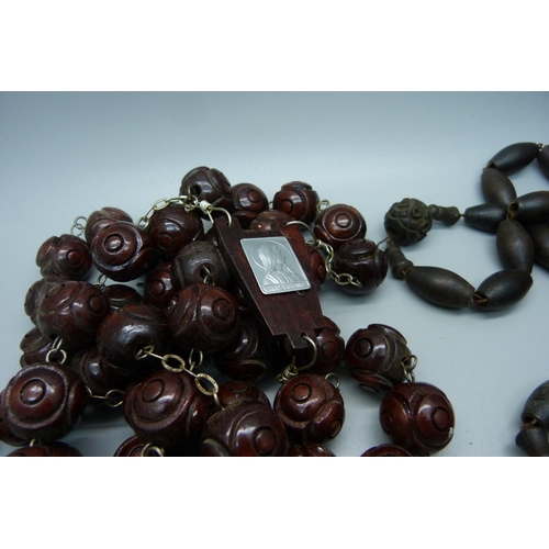 898 - Two Monks wooden Rosaries