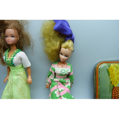 909 - Pippa dolls and clothes, a Rosebud doll, other dolls and a collection of shoes for larger dolls