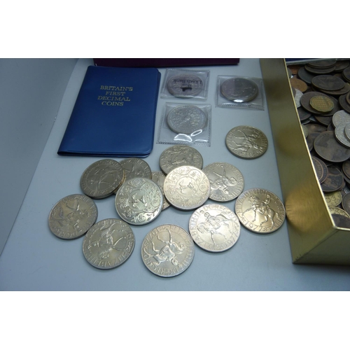 910 - A 1970 GB and NI coin set, one other coin set, First Decimal Coins, commemorative crowns, other coin... 