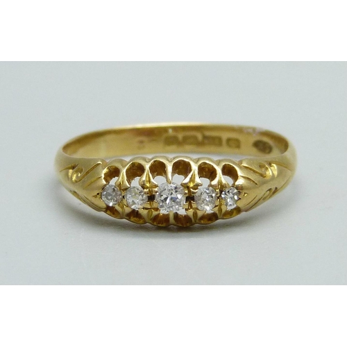 937 - An 18ct gold and diamond ring, Birmingham 1915, 2.1g, O