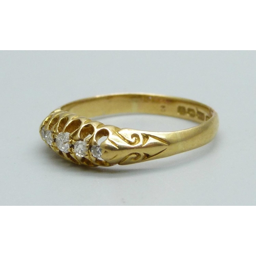 937 - An 18ct gold and diamond ring, Birmingham 1915, 2.1g, O