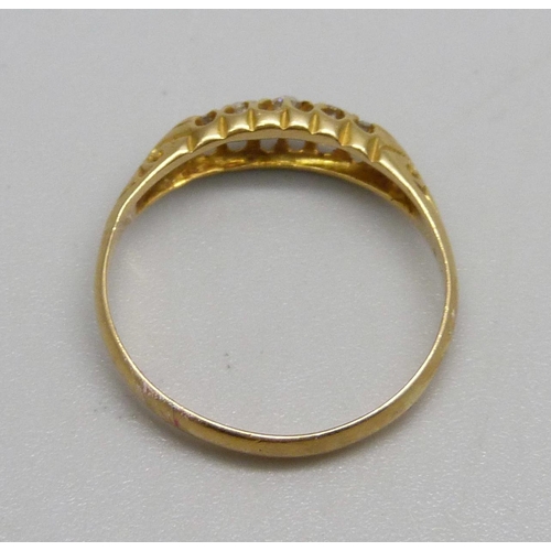 937 - An 18ct gold and diamond ring, Birmingham 1915, 2.1g, O