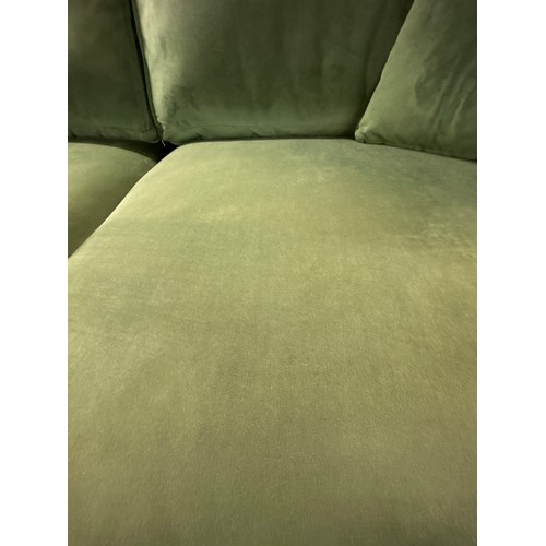 1353 - A Barker and Stonehouse pea green velvet upholstered three seater sofa - RRP £1199