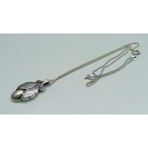 947 - A silver Georg Jensen pendant, 2008, on a silver chain