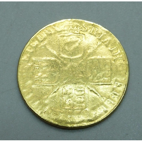 956 - A George I full gold guinea, 1717, (previously mounted)