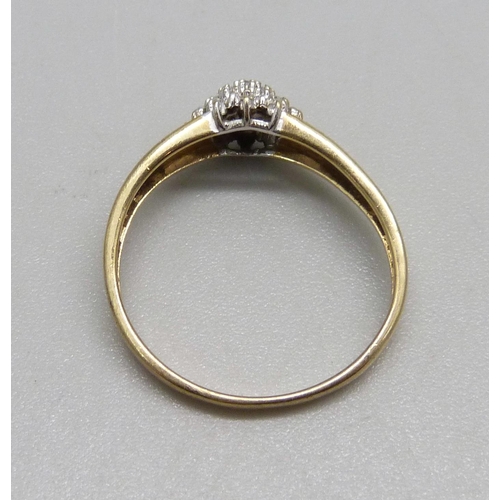 968 - A 9ct gold and diamond ring, 1.9g, O, personalised