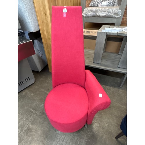 1519 - A red upholstered  high back abstract chair