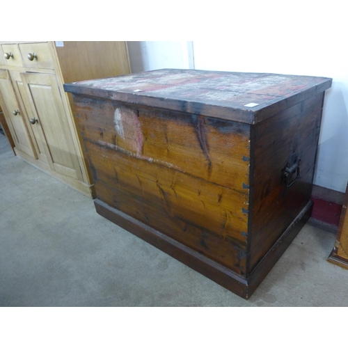 112 - A Victorian stained pine blanket box