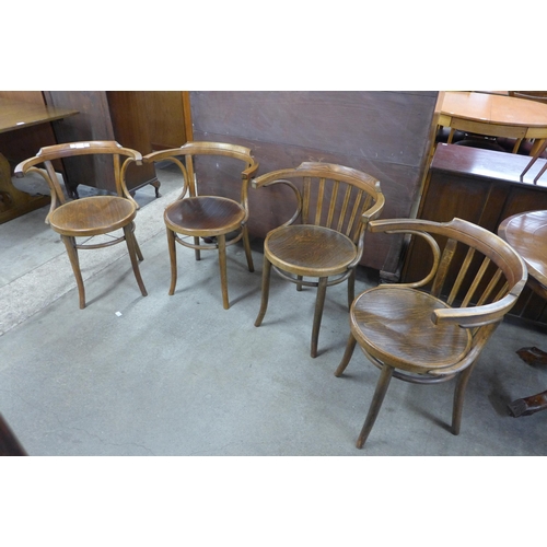 127 - Two pairs of beech bentwood chairs