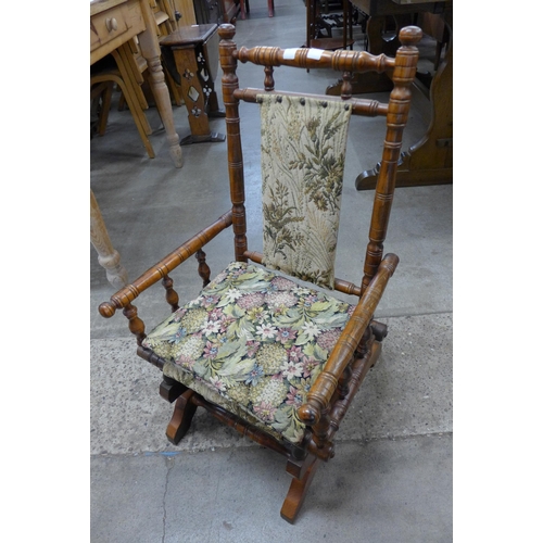 129 - An American beech child's rocking chair